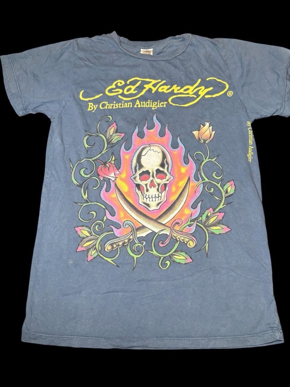 Ed Hardy Navy Graphic Skull Tee